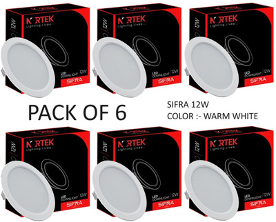 Nortek Sifra 12W Led Downlight for Living Room, Kitchen, Bedroom Warm White Pack of 6 Downlighter Ceiling Light Ceiling Lamp(White)