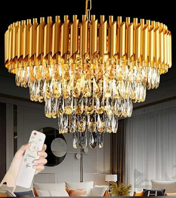 MAGINATO 500mm gold Remote Control Moving Chandelier @3 Chandelier Ceiling Lamp(Gold)