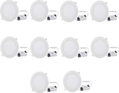 GALAXY 12 watt LED Round Slim Panel Light False Ceiling POP DownLight Indoor Light pack of 10 Recessed Ceiling Light Ceiling Lamp(White)