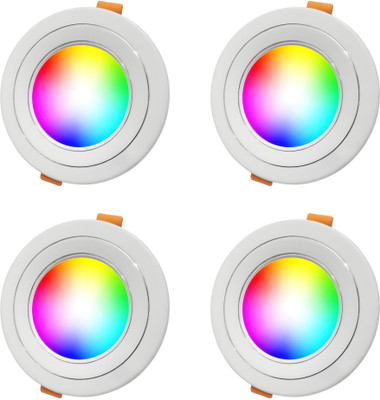 M.v.l lights 9W 7-in-1 Round LED Colour Changing Ceiling Down Light Pack of 4 Ceiling Light Ceiling Lamp(Multicolor)