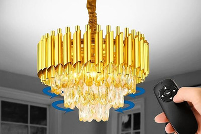 goblet 400mm gold Bluetooth Remote Control Moving Chandelier @7 Chandelier Ceiling Lamp(Gold)