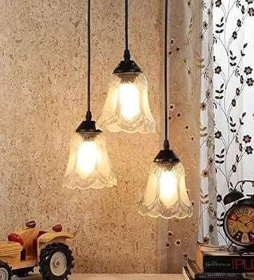 goblet Light Globe Chandelier Hanging Light 2 Chandelier Ceiling Lamp(Black)