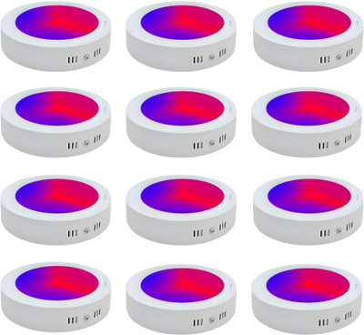 MVL 9W 3-in-1 Multicoloure Surface panel Led Light Red Blue Pink pack of 12 Recessed Ceiling Light Ceiling Lamp(Multicolor)