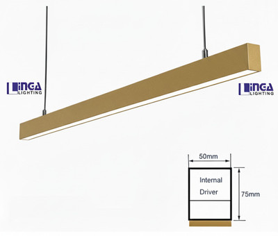 Linga Lighting LL-LP4FGLD 4ft Hanging LED Profile Light – Aluminium Frame, 40W, 4000K-NW-Golden Pendants Ceiling Lamp(Gold)