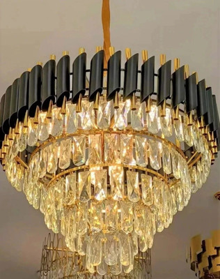 Yavik Elegant 500mm Black Gold Crystal modern Ceiling Chandelier Chandelier Ceiling Lamp(Black, Gold)