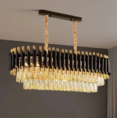 Yavik Modern 800×300MM Gold Black Crystal Pendant Chandelier Light Hanging Chandelier Ceiling Lamp(Black, Gold)
