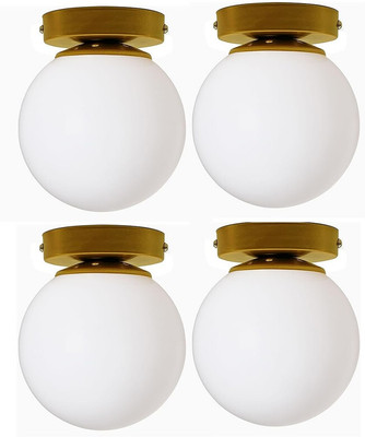 Baslash Ceiling Light, for Hallway Light Fixture Ceiling Glass Shade ceiling(Pack of 4) Ceiling Light Ceiling Lamp(Gold, White)