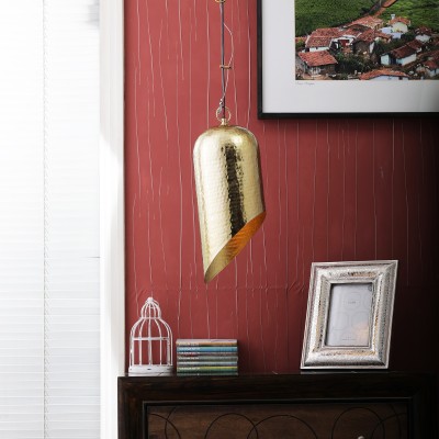 Kapoor E Illuminations Diagonal cut mild steel Pendants Ceiling Lamp(Gold)