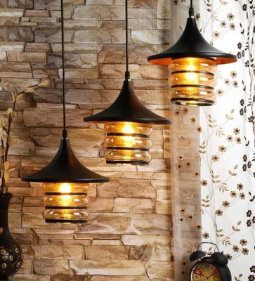 GENREE Chandelier Ceiling Lamp(Black, Brown)