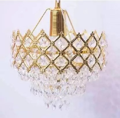 Baslash Crystal Hanging Pendant Beautiful Jhumar Ceiling Lamp with s4 Crystal (Golden) Chandelier Ceiling Lamp(Gold)
