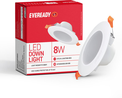 EVEREADY 8W LED Down|Cool|2 Year Warranty|Pack of 1 Ceiling Light Ceiling Lamp(White)
