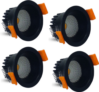 D'Mak D'Mak 7W Black Body LED Deep COB Light Pack of 4 Ceiling Light Ceiling Lamp(White)