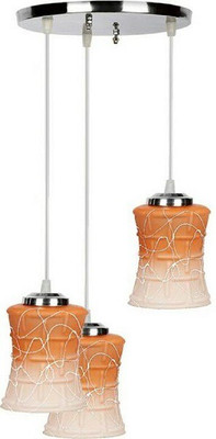 VAGalleryKing 3 Glass Steel Plate Pendant Ceiling Light Pendant Lamp Ceiling Lamp(Orange)