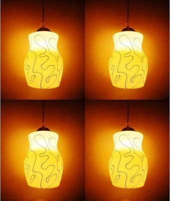 VAGalleryKing Color Full Glass&Steel Hanging Pack Of 4 Pendant Lamp Ceiling Lamp(White)