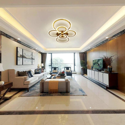 MNKD COLLECTION 6 Light rosh Gold Body Modern 3 in 1 LED Ring Chandelier with Remote Control Chandelier Ceiling Lamp(Gold)