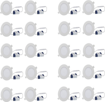 GALAXY 6 watt LED Round Slim Panel Warm White (Yellowish) Light False Ceiling POP DownLight Indoor Light White pack of 20 Recessed Ceiling Light Ceiling Lamp(Yellow)