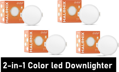 HALONIX 8W Shine 2-in-1 White and Yellow Colour led downlighter cutout 50mm Pack of 4 Recessed Ceiling Light Ceiling Lamp(White, Yellow)