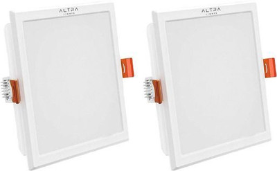 ALTRALIGHTS 15W Cool White (6000K) Light Shade Set of 1 Polycarbonate Square Pannel Recessed Ceiling Lamp(White)