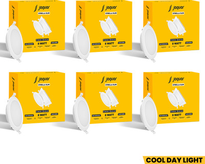 Jaquar Strella Slim 8W Round Recess Down Light - Cool White (Pack of 6) Ceiling Light Ceiling Lamp(White)