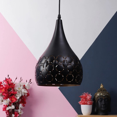 Areezo Black Cutting Edge Modern Hanging Lights (Bulb Not incl.)(Pack of 1) Pendant Lamp Ceiling Lamp(Black)