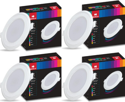 HAVELLS Luna 6W Downlight 6500K High Voltage Protection Upto 4KV Pack of 4 Junction Box Ceiling Light Ceiling Lamp(White)