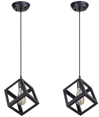 Areezo Black Cube Shape Modern Design Light for Home (Bulb Not Included) (pack of 2) Pendants Ceiling Lamp(Black)