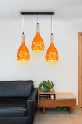 GENREE GEN-ORANGE STAR LINEAR THAALI Chandelier Ceiling Lamp(Orange)