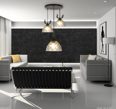GENREE GEN-ZED PVC GLASS ROUND THAALI Chandelier Ceiling Lamp(Clear)