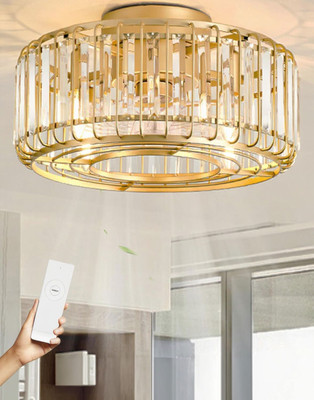 Prop It Up Fandelier, A golden crystal ceiling chandelier with fan bulb not included Chandelier Ceiling Lamp(Gold)
