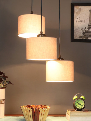 Devansh Devansh Grey Cotton Round Drum Cluster Hanging Lamp Pendant Lamp Ceiling Lamp(Grey)