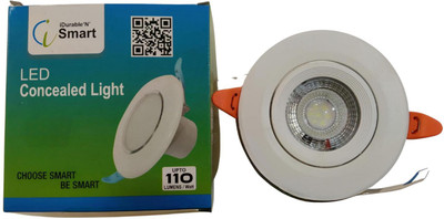 iDurable'N' Smart Polycarbonate 3W Round Led Wave Spotlight/cool White Ceiling Light Ceiling Lamp(White)