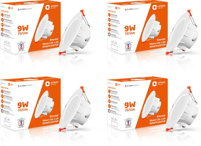 Orient Electric Eternal Moonlite 9W Downlighter - Warm White, Pack of 4 Downlighter Ceiling Light Ceiling Lamp(White)