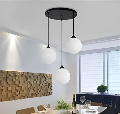 Areezo Black Triple Doom Design Hanging Light Home Décor (Bulb not incl) (Pack of 1) Pendants Ceiling Lamp(Black, Blue, White, Yellow)