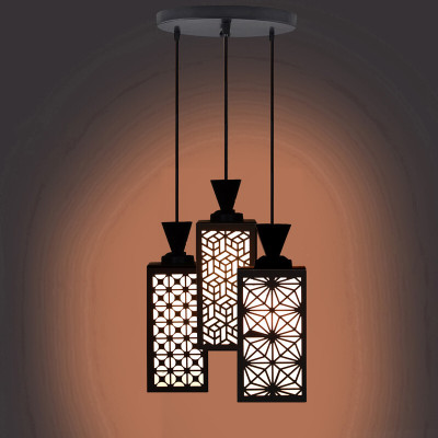 1st Time Wood Pendant Hanging Ceiling Light Lamp Of 3 Lamp Shade For Indoor Lighting Pendant Lamp Ceiling Lamp(Black, White)