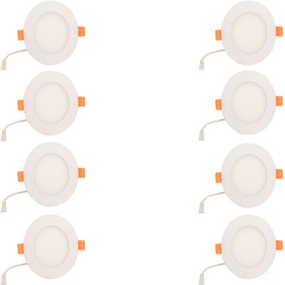 GALAXY 6 watt LED Round Slim Panel White Light False Ceiling POP DownLight Indoor Light pack of 8 Recessed Ceiling Light Ceiling Lamp(White)