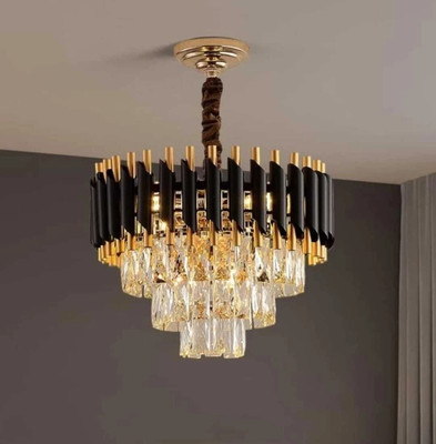 MSM Chandilier lights black gold crystal jhumer Chandelier Ceiling Lamp(Black, Gold)