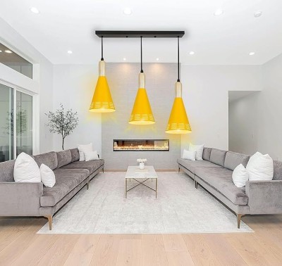 KINIS KIN-032 KON YELLOW LINEAR THAALI Cluster Pendant Light/ Cluster Ceiling Light Chandelier Ceiling Lamp(Yellow)