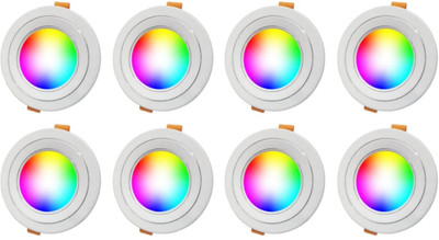 M.v.l lights 9W 7-in-1 Round LED Colour Changing Ceiling Down Light Pack of 8 Ceiling Light Ceiling Lamp(Multicolor)