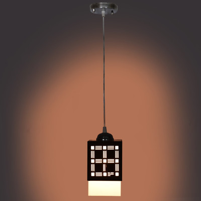 Kiyan traders UNNATI Handcrafted Wooden Hanging Lamp with Timeless Design for Ambient Lighting Ceiling Light Ceiling Lamp(Black)