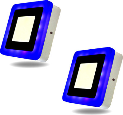 D'Mak 6W LED Side Blue Square Surface Panel Light D’Mak™ Ceiling 3D Effect Lighting (Double Color) pack of 2 Recessed Ceiling Light Ceiling Lamp(White, Blue)