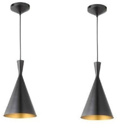 Areezo Single Head Vintage Metal Cone Shaped Hanging Pendant Ceiling Light Lamp (Black) (Bulb Not Included) (Set of 2) Pendants Ceiling Lamp(Black)