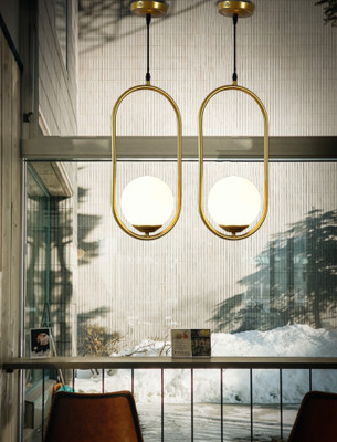 GAUVIK GAU - 210 MILKY GLASS HANGING, PACK OF 2 Pendant Lamp Ceiling Lamp(Gold)