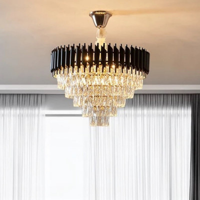 FLOSTON Chandelier Ceiling Lamp(Black, Gold)