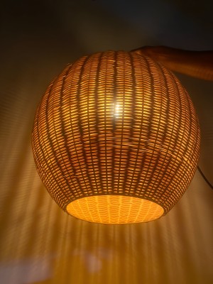 AMA Handicraft Hanging Bamboo Dome Lampshade for Home Decor| Ceiling Light Ceiling Lamp(Beige)