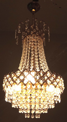 Prmoagen WITH BULB Crystal Big Size Jhumar Lamp Ceiling Light For Living Room/Hall/ Room Chandelier Ceiling Lamp(Gold, White)