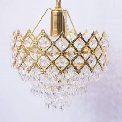 SHRESHTHA crystal Gold polish metal 160mm chandelier hanging ceiling pendant jhoomar Chandelier Ceiling Lamp(Gold)