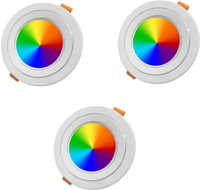 Nightstar 9 Watt 7 Colour in 1 Multicolor Pack of 3 Led Conceal Light Down Light Ceiling Light Ceiling Lamp