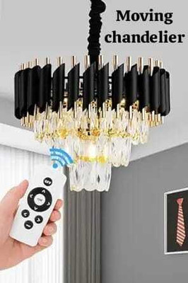 SAVORADE 300mm BG Moving Remote Control Chandelier Chandelier Ceiling Lamp(Black, Gold)