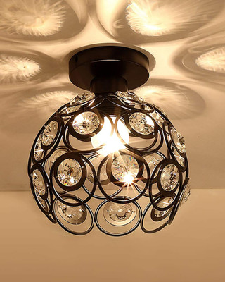 Homesake Black Metal Dual Ring Crystal Flush Mount Ceiling Light, Ceiling Light Ceiling Lamp(Black) deal from flipkart Homesake Black Metal Dual Ring Crystal Flush Mount Ceiling Light, Ceiling Light Ceiling Lamp(Black) deal from flipkart