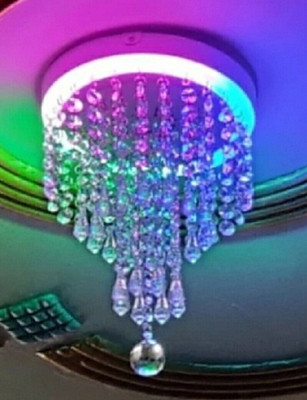Crysta World chandelier home décor round 97 k9 crystal Chandelier Ceiling Lamp(Multicolor)